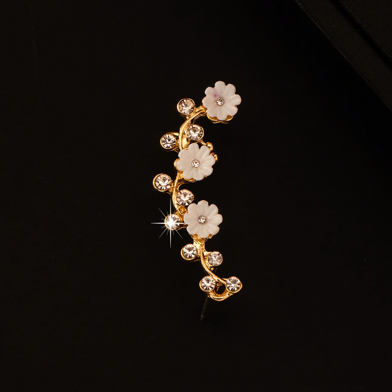 Sweet Elegant Rhinestone Resin Flower Earrings